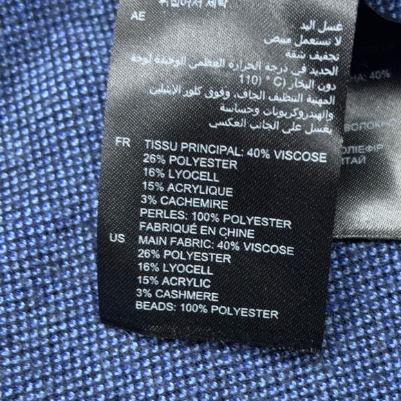 Sandro Paris Lightning Beaded Cardigan Black Blue CashmereBlend OpenFrontsweater - Picture 8 of 16